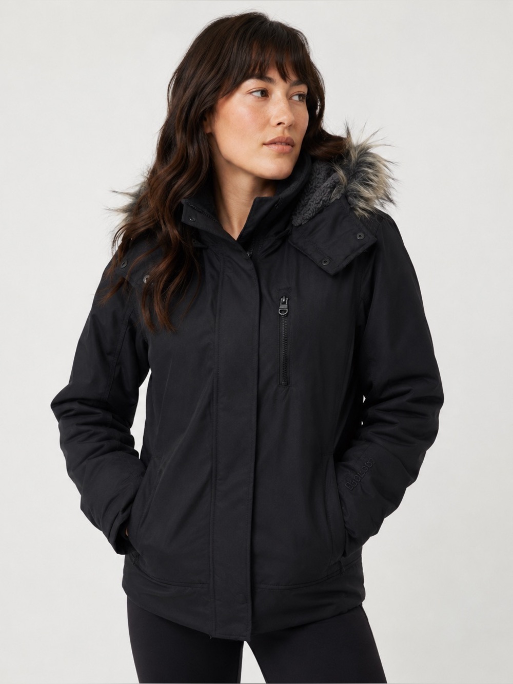 Bench Women's Black‎ Jacket with Faux Fur Hood